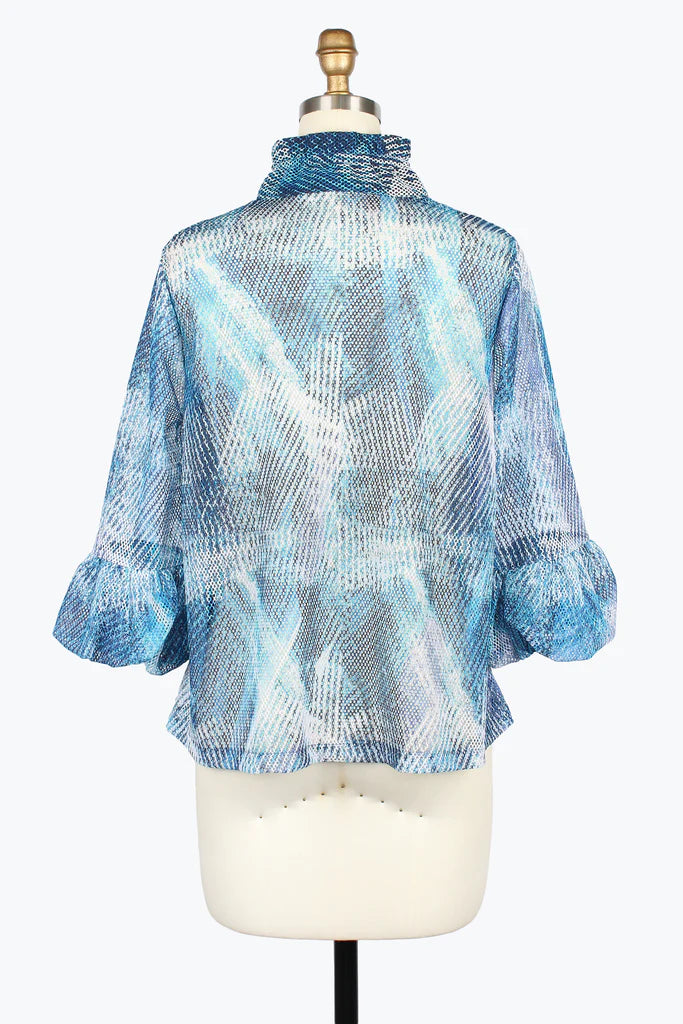 DAMEE WATERCOLOR PUFFED CUFF JACKET - 2496-BLU