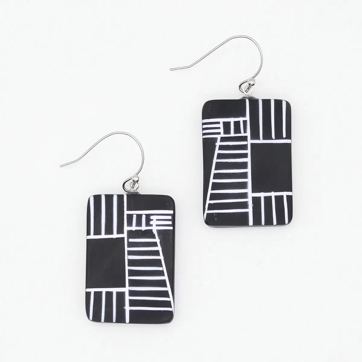 SYLCA Black Geovibe Drop Earring - LS25E22 - BLACK