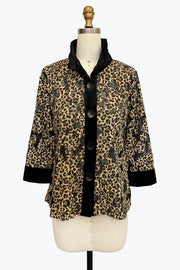 DAMEE ANIMAL PRINT LONG SLEEVES COLLAR BUTTON DOWN TOP - 2502 - TAN
