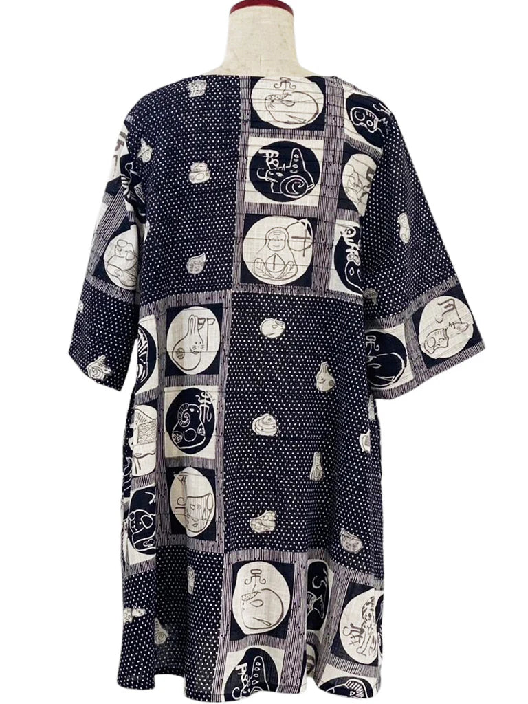 MONA LISA by Pure Fit - 253045-2-BK - Pintuck Tunic - Eto Print - Black (A)