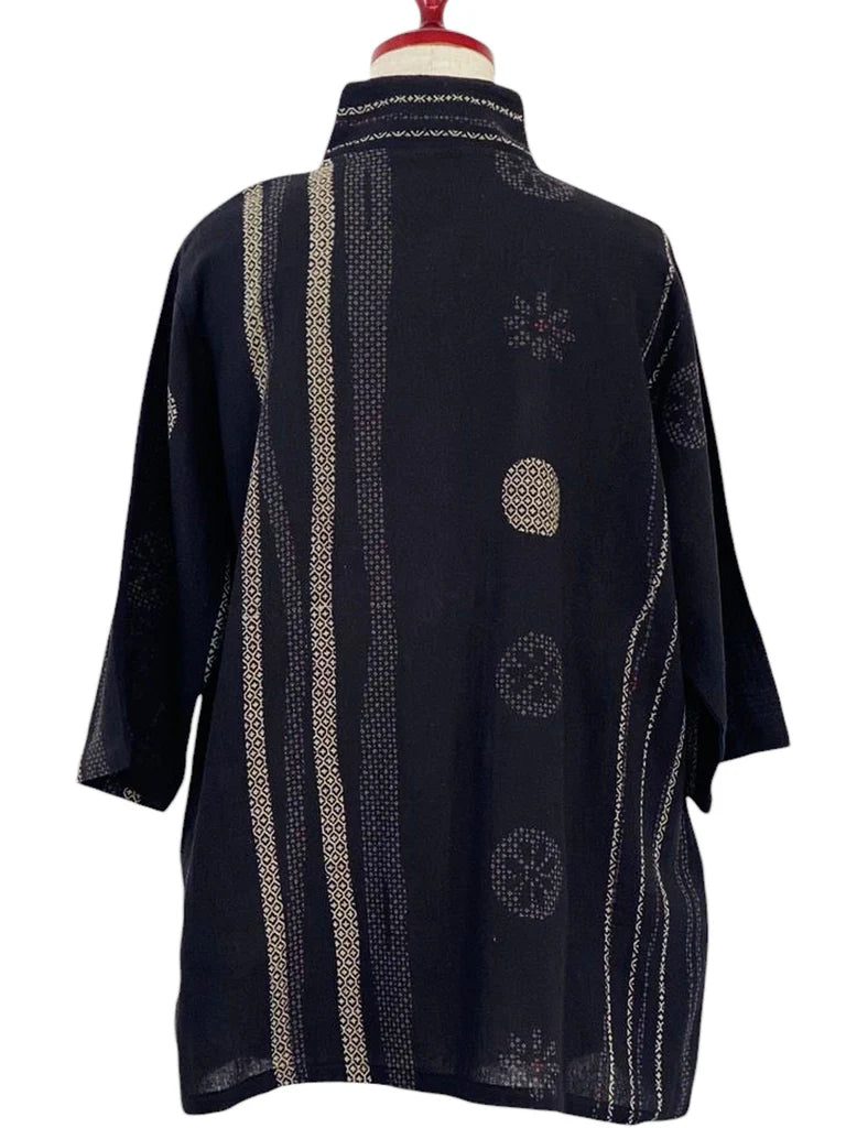 MONA LISA by Pure Fit - 253046-BK - Drawstring Pocket Jacket - Spring Stream Print - Black (A)