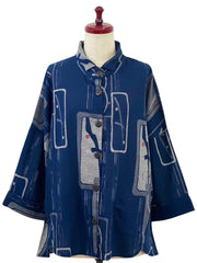 MONA LISA by Pure Fit - 253202-DB - A-Line Jacket - Ume Branch Print - Dark Blue (D)