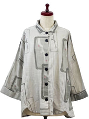 MONA LISA by Pure Fit - 253202-LG - A-Line Jacket - Ume Branch Print - Light Grey (B)