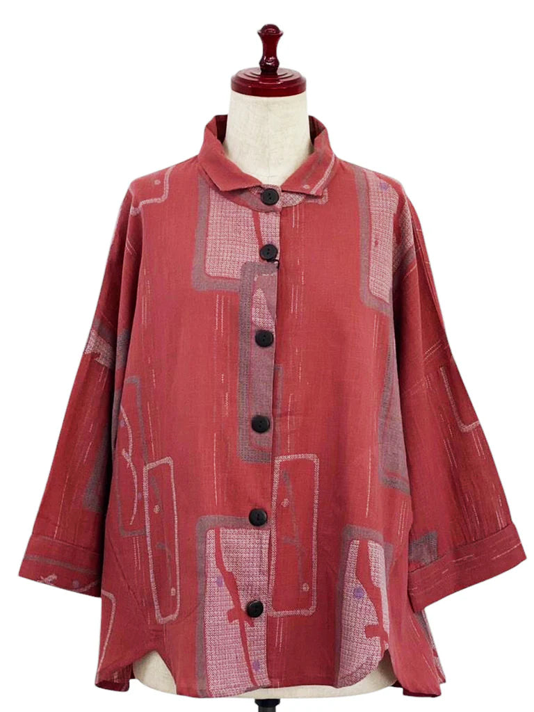 MONA LISA by Pure Fit - 253202-RE - A-Line Jacket - Ume Branch Print - Red (E)