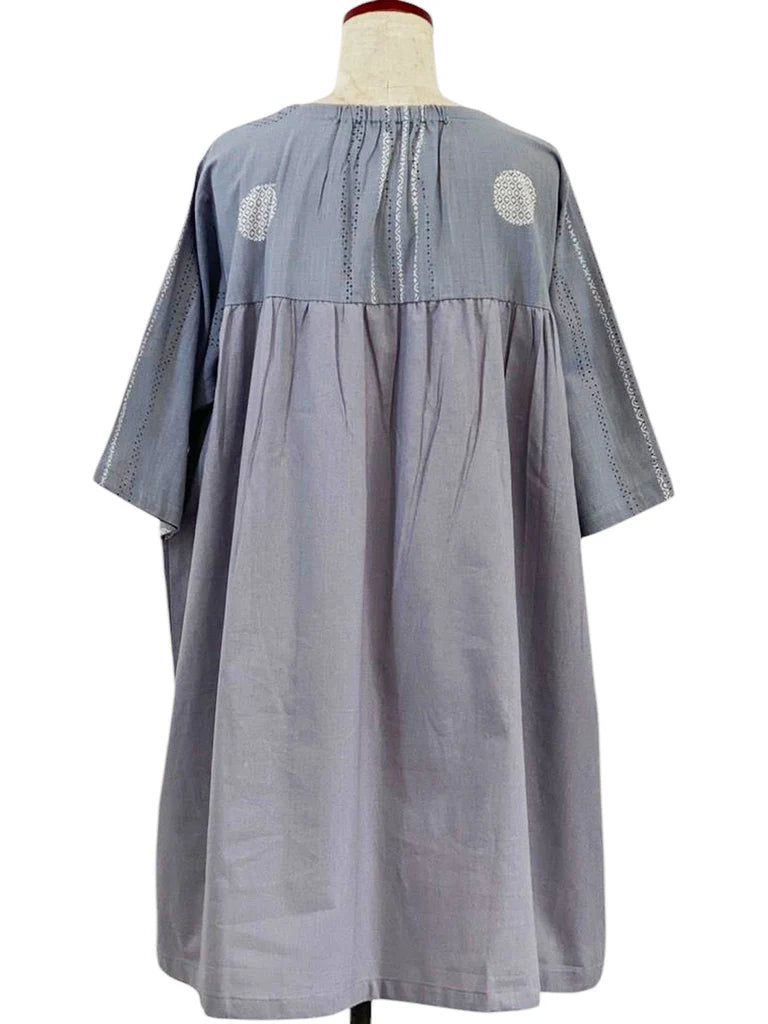 MONA LISA by Pure Fit - 253358-LP- Panel Pleated Tunic - Solid/Multi Textile Line Print - Light Purple (J)