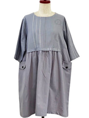MONA LISA by Pure Fit - 253358-LP- Panel Pleated Tunic - Solid/Multi Textile Line Print - Light Purple (J)