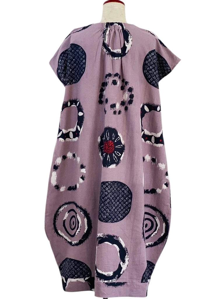 MONA LISA by Pure Fit - Tuck Dress - Multi Rings Print - 253400-PU - PURPLE (J)