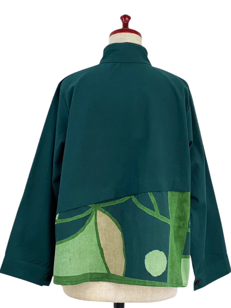 MONA LISA by Pure Fit - Layered Jacket - Solid/Geometric Plants Print - 253404-GE - GREEN (H)