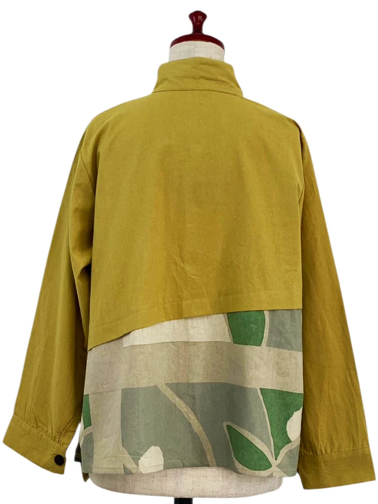 MONA LISA by Pure Fit - Layered Jacket - Solid/Geometric Plants Print - 253404-MU - MUSTARD (F)