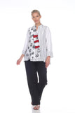Moonlight Swirls And Stripes Asymmetric Jacket - 2550- WHITE