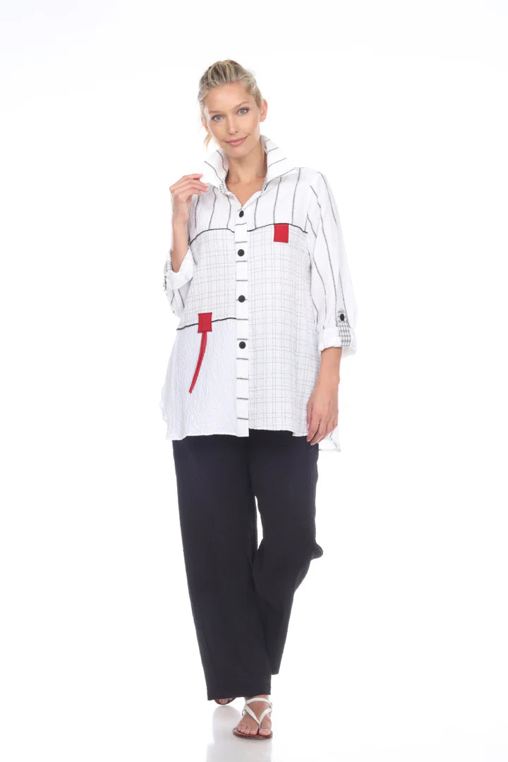 NEW - Moonlight Mix Stripe & Check Button Front Shirt - 2553-WB