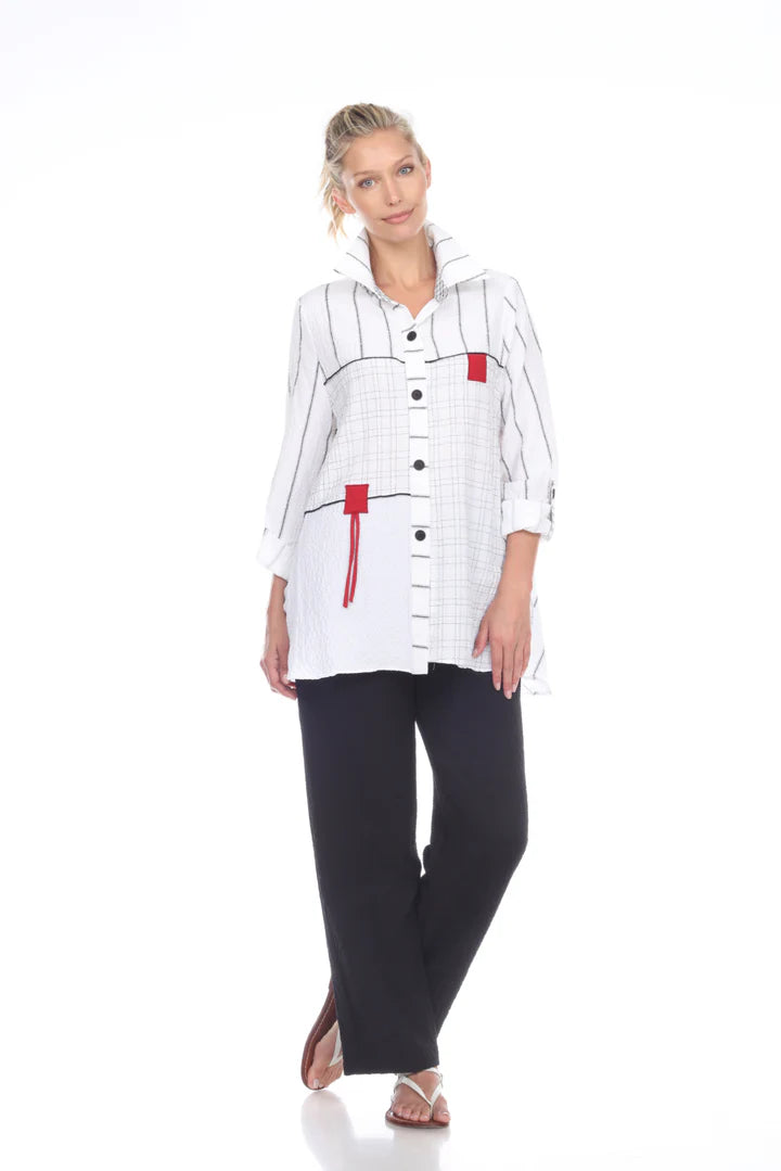 NEW - Moonlight Mix Stripe & Check Button Front Shirt - 2553-WB