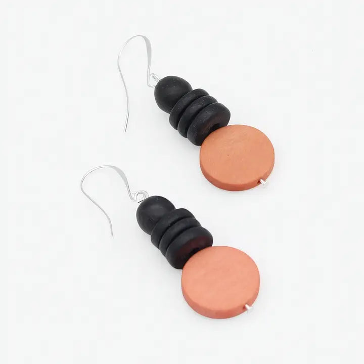 SYLCA Peach and Black Dusk Earrings - SD25E27 - PEACH