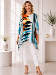 Vanite Couture Pleated Abstract Top - 26006 - MULTICOLOR
