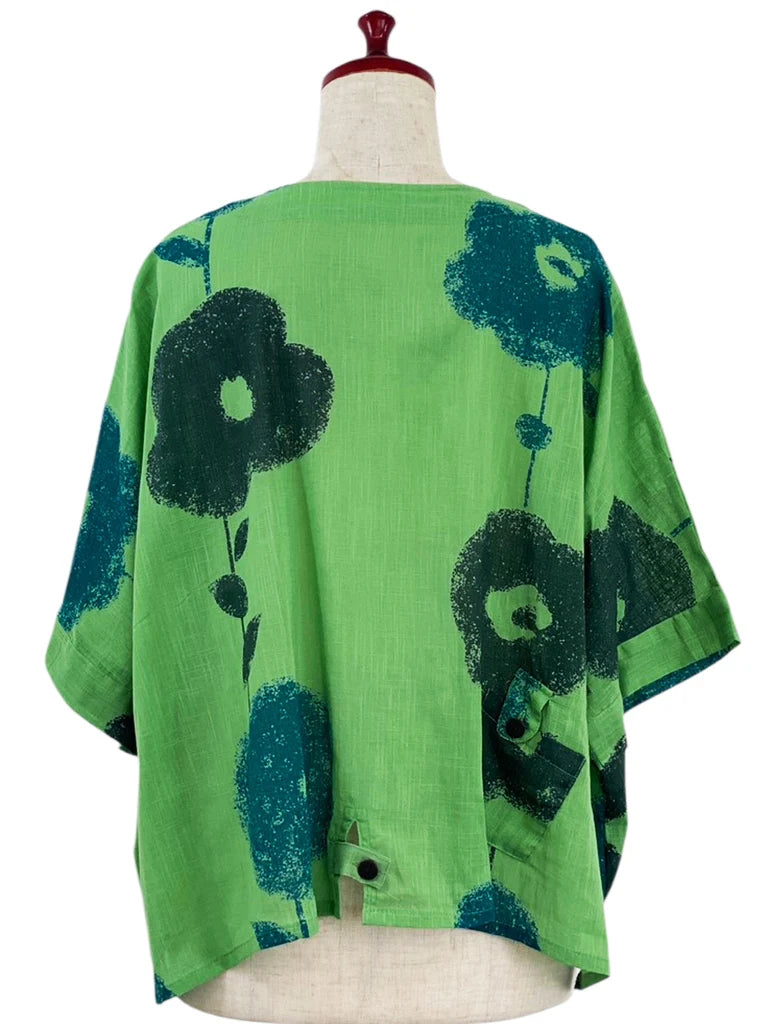MONA LISA by Pure Fit - Tab Pocket Jacket - Blossom Print - 263004-GE - GREEN (H)