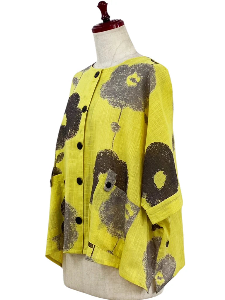 MONA LISA by Pure Fit - Tab Pocket Jacket - Blossom Print - 263004-MU - MUSTARD (F)