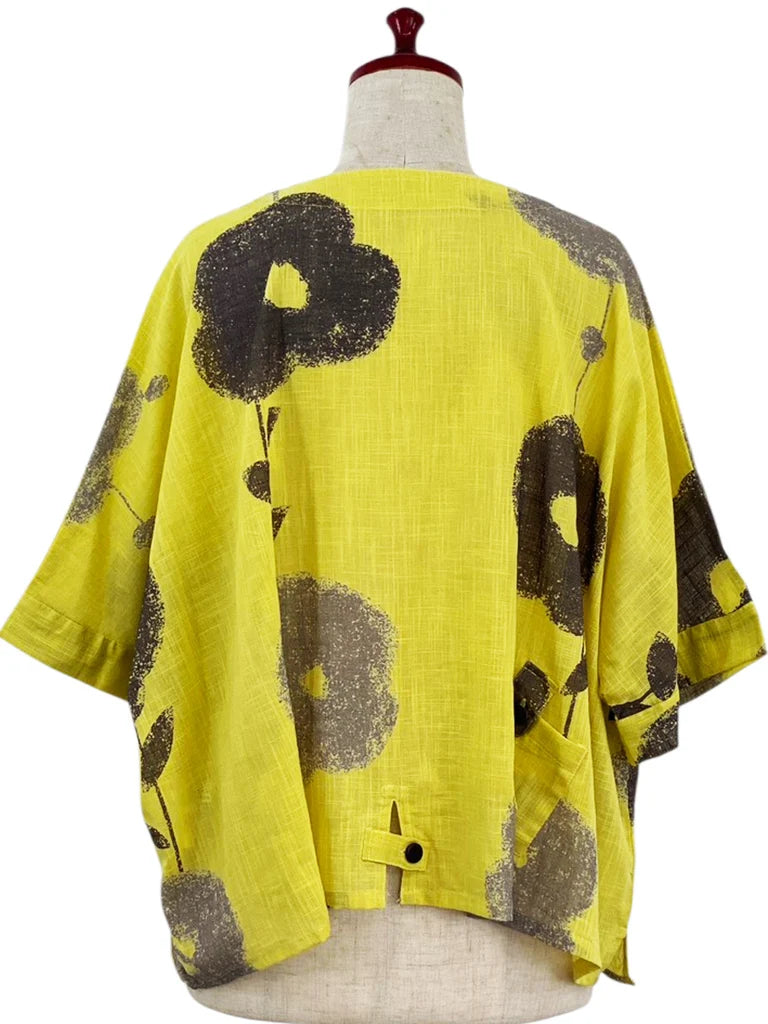 MONA LISA by Pure Fit - Tab Pocket Jacket - Blossom Print - 263004-MU - MUSTARD (F)