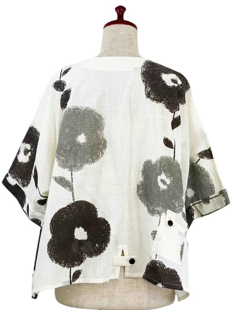 MONA LISA by Pure Fit - Tab Pocket Jacket - Blossom Print - 263004-NT - NATURAL (G)