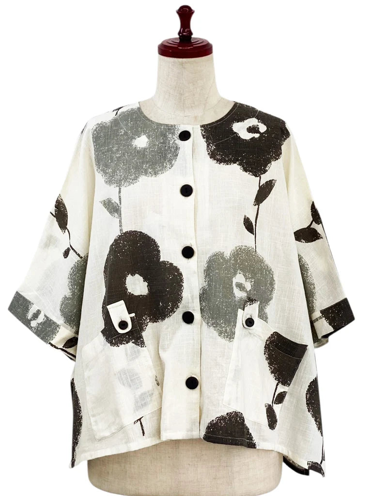 MONA LISA by Pure Fit - Tab Pocket Jacket - Blossom Print - 263004-NT - NATURAL (G)