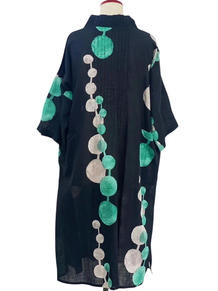 MONA LISA by Pure Fit - Tuck Dress - Bead Strand Print - 263014-BK - BLACK (A)