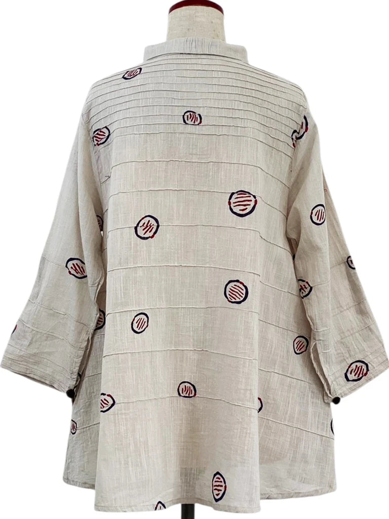 MONA LISA by Pure Fit - Pintuck Jacket - Textile Orbs Print - 263016-1-LG - LIGHT GREY (B)
