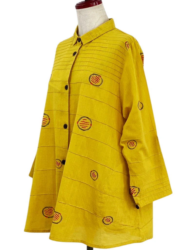 MONA LISA by Pure Fit - Pintuck Jacket - Textile Orbs Print - 263016-1-MU - MUSTARD (F)