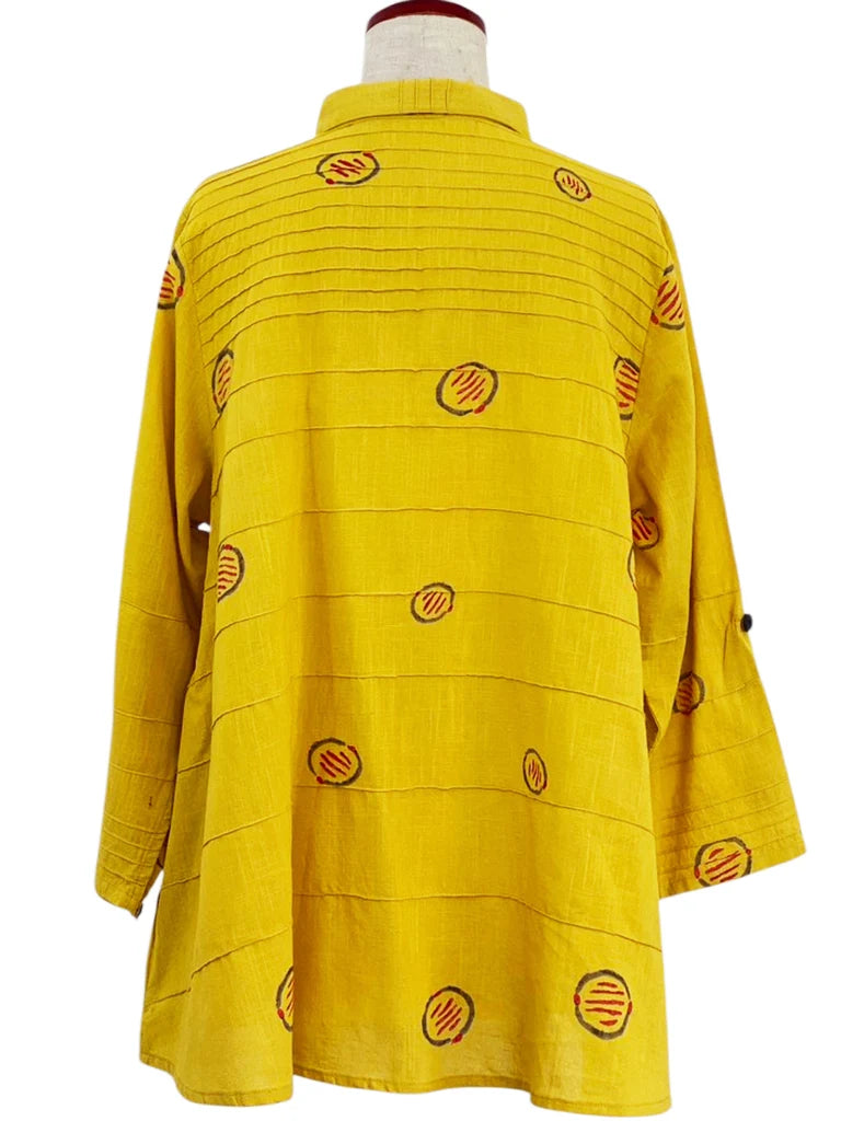 MONA LISA by Pure Fit - Pintuck Jacket - Textile Orbs Print - 263016-1-MU - MUSTARD (F)