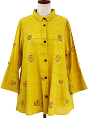 MONA LISA by Pure Fit - Pintuck Jacket - Textile Orbs Print - 263016-1-MU - MUSTARD (F)