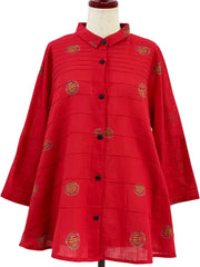 MONA LISA by Pure Fit - Pintuck Jacket - Textile Orbs Print - 263016-1-RE - RED (E)
