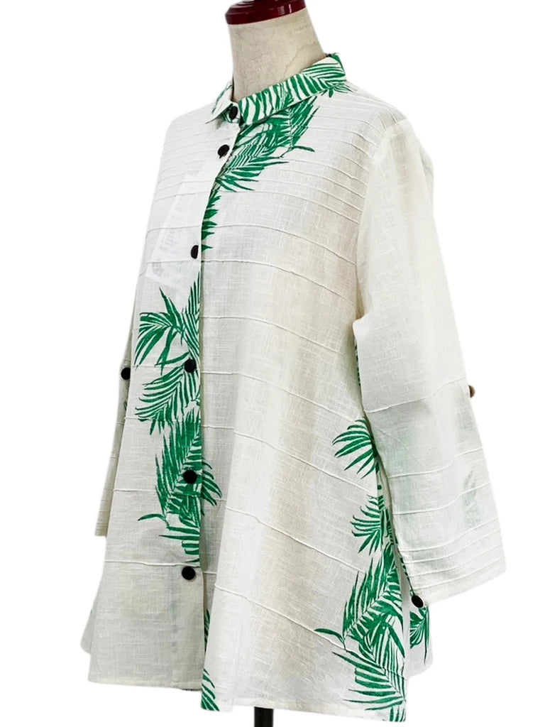 MONA LISA by Pure Fit - Pintuck Jacket - Palm Frond Print - 263016-2-NT - NATURAL (G)