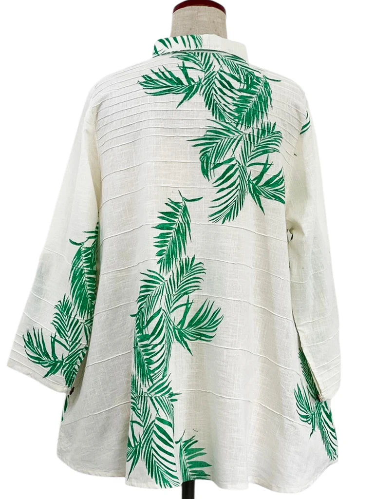 MONA LISA by Pure Fit - Pintuck Jacket - Palm Frond Print - 263016-2-NT - NATURAL (G)