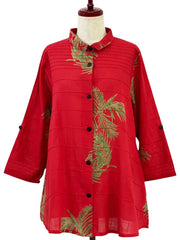 MONA LISA by Pure Fit - Pintuck Jacket - Palm Frond Print - 263016-2-RE - RED - (E)