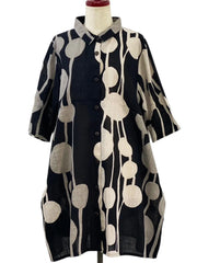 MONA LISA by Pure Fit - Button Front Tunic - Bead Strands Print - 263017-BK - BLACK (A)