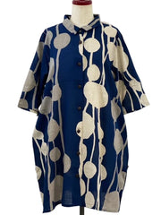 MONA LISA by Pure Fit - Button Front Tunic - Bead Strands Print - 263017-DB - DARK BLUE (C)