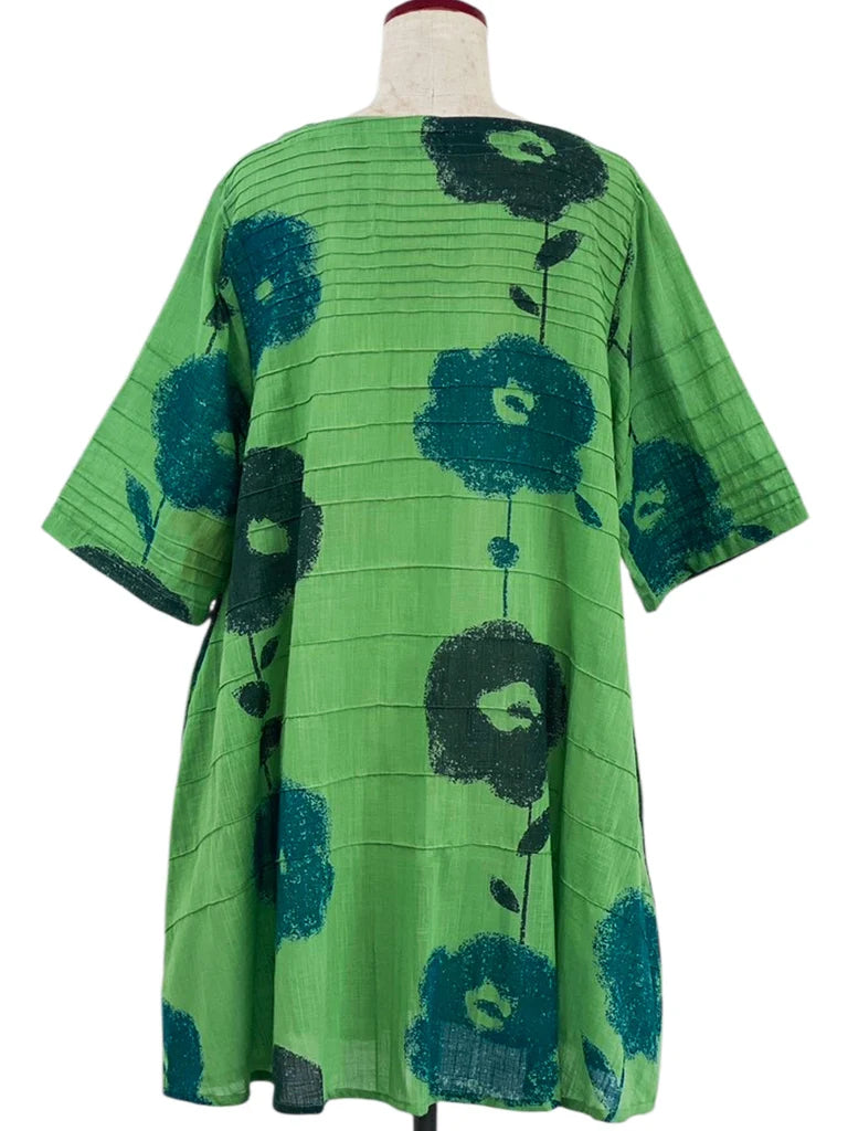 MONA LISA by Pure Fit - Pintuck Tunic - Blossom Print - 263045-1-GE - GREEN (H)