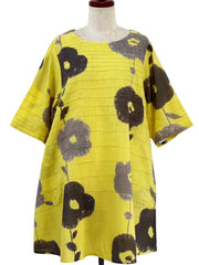 MONA LISA by Pure Fit - Pintuck Tunic - Blossom Print - 263045-1-MU - MUSTARD (F)