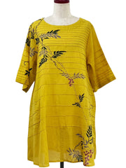 MONA LISA by Pure Fit - Pintuck Tunic - Rowanberry Print -263045-2-MU - MUSTARD (F)