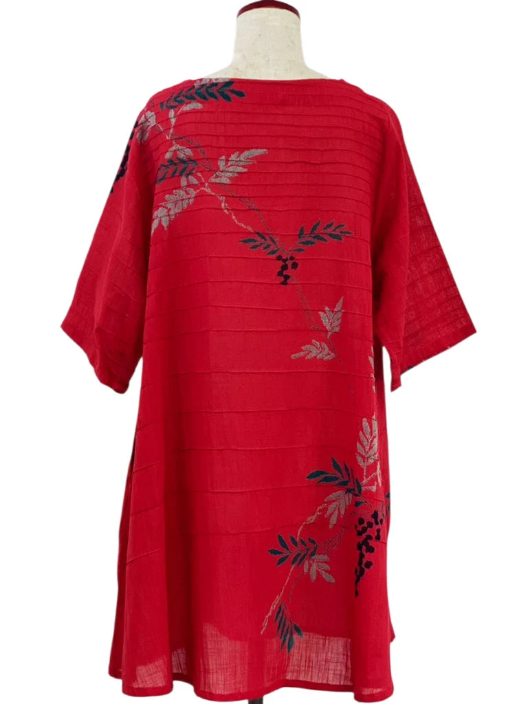 MONA LISA by Pure Fit - Pintuck Tunic - Rowanberry Print - 263045-2-RE - RED (E)