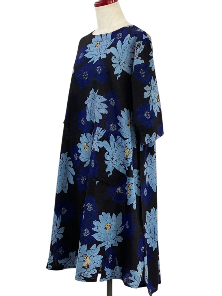 MONA LISA by Pure Fit - Simple Dress - Floral Print - 263171-BK - BLACK (A)