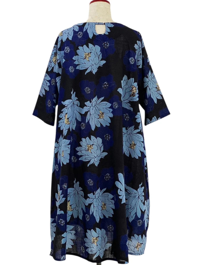 MONA LISA by Pure Fit - Simple Dress - Floral Print - 263171-BK - BLACK (A)