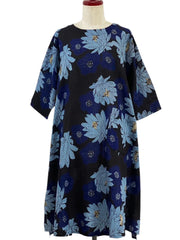 MONA LISA by Pure Fit - Simple Dress - Floral Print - 263171-BK - BLACK (A)
