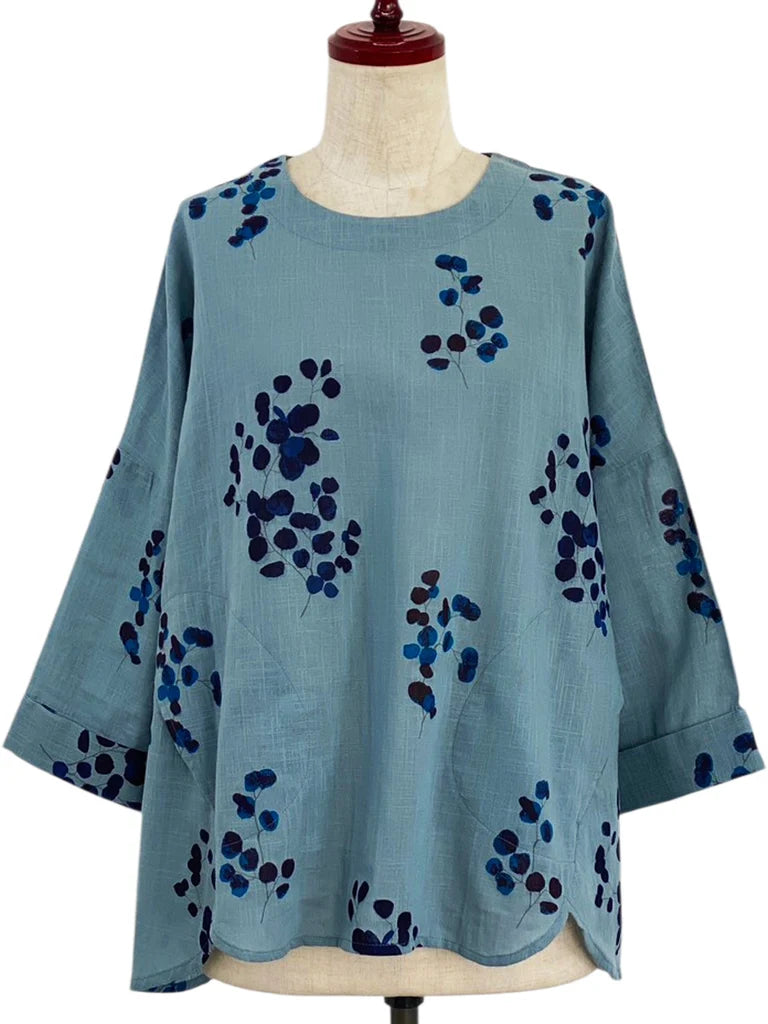 MONA LISA by Pure Fit - Flare Pullover - Eucalyptus Print - 263201-BL - BLUE (J)