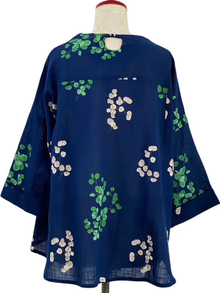 MONA LISA by Pure Fit - Flare Pullover - Eucalyptus Print - 263201-DB - DARK BLUE (C)