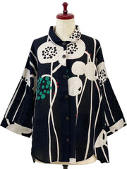 MONA LISA by Pure Fit - A-Line Jacket - Abstract Floral Print - 263202-BK - BLACK (A)