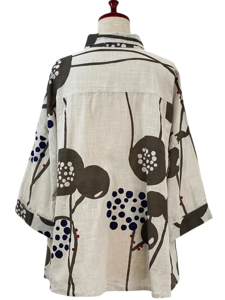 MONA LISA by Pure Fit - A-Line Jacket - Abstract Floral Print - 263202-LG - LIGHT GREY (B)