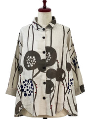 MONA LISA by Pure Fit - A-Line Jacket - Abstract Floral Print - 263202-LG - LIGHT GREY (B)