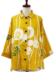 MONA LISA by Pure Fit - A-Line Jacket - Abstract Floral Print - 263202-MU - MUSTARD (F)