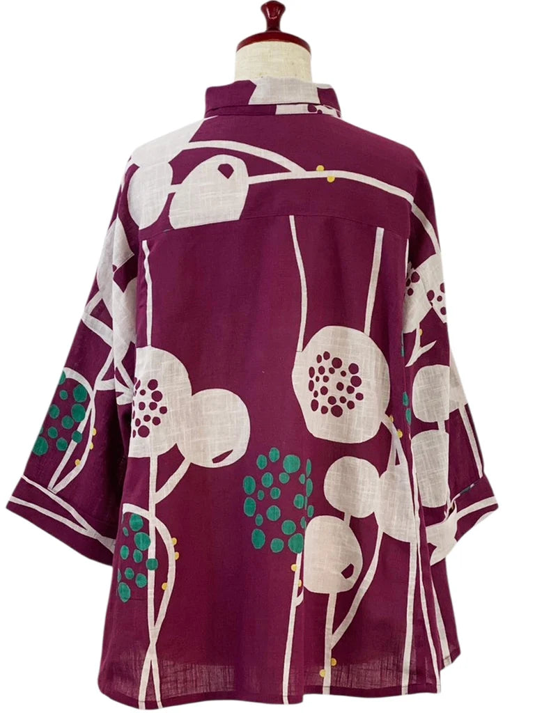 MONA LISA by Pure Fit - A-Line Jacket - Abstract Floral Print - 263202-PU - PURPLE (J)