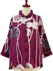 MONA LISA by Pure Fit - A-Line Jacket - Abstract Floral Print - 263202-PU - PURPLE (J)