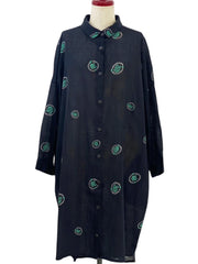 MONA LISA by Pure Fit - Shirt Dress - Textile Orbs Print - 263244-BK - BLACK (A)